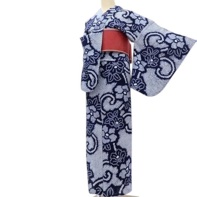 Y3482◆美品 有松鳴海絞り 背・居敷当て付 手縫い 高級浴衣 洗える夏着物