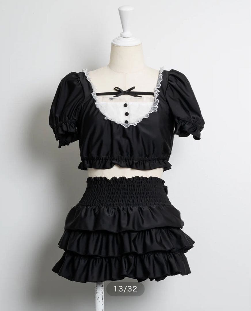 pium ドーリーフリルセパレートスイムウェア ブラック