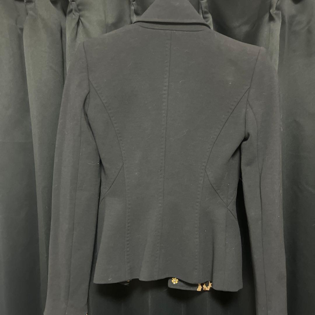 DOLCE & GABBANA テーラードジャケット 黒 ヒョウ柄