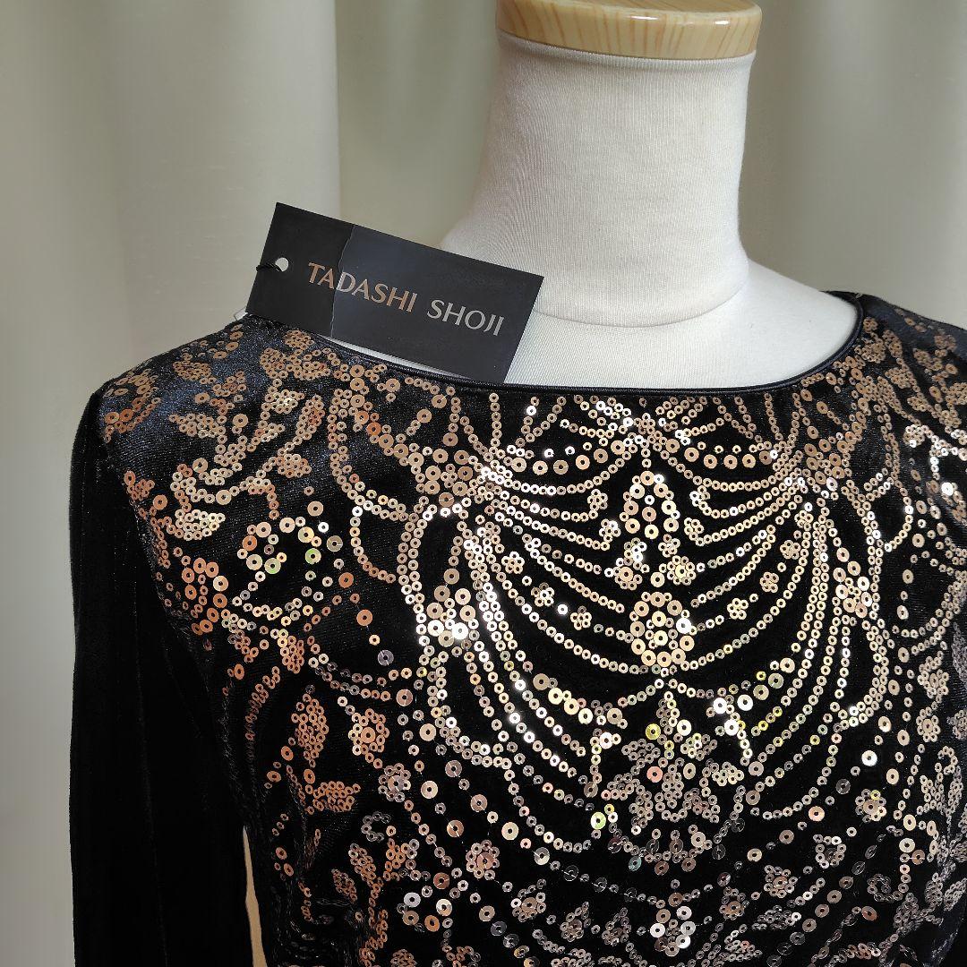 TADASHI SHOJI ベルベットスパンコールワンピース