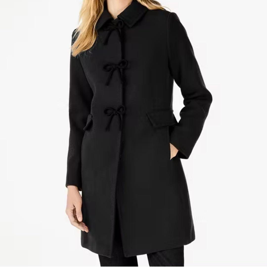 ケイトスペード ボウ ディテール ウール コート ブラックXS
