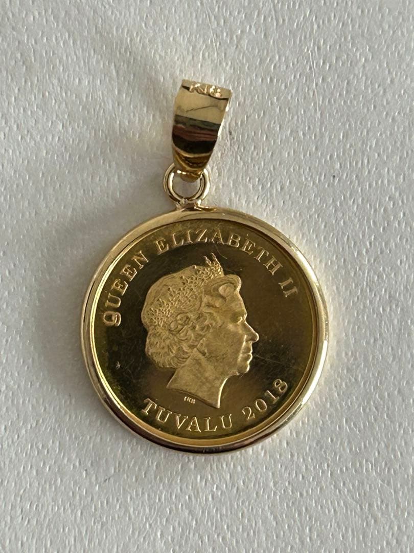 24金/枠K18 エリザベス女王エンジェル1/25オンス ペンダントトップ