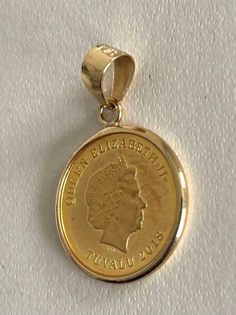 24金/枠K18 エリザベス女王エンジェル1/25オンス ペンダントトップ