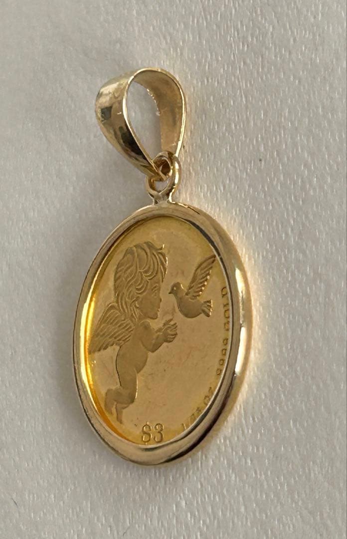 24金/枠K18 エリザベス女王エンジェル1/25オンス ペンダントトップ