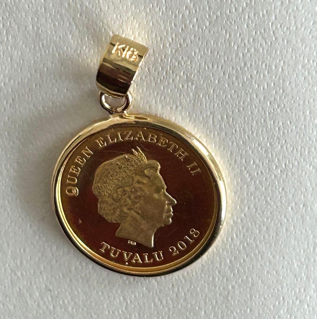 24金/枠K18 エリザベス女王エンジェル1/25オンス ペンダントトップ