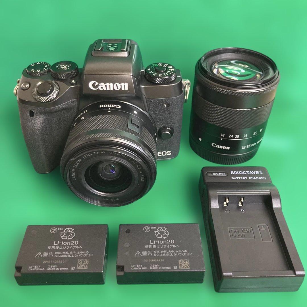 【美品】Canon EOS M5本体、15-45mm ・18-55mmレンズ付き