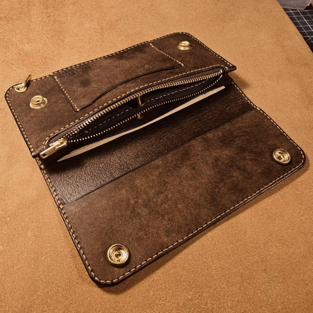 248ロング　トラッカーウォレット　イタリアンレザーMARGOT【ダークブラウン