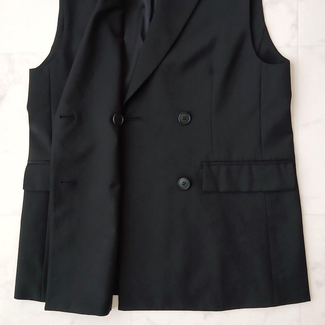 美品 アンタイトル 洗える ウール ダブルブレストベスト M ブラック 日本製
