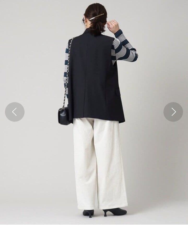 美品 アンタイトル 洗える ウール ダブルブレストベスト M ブラック 日本製