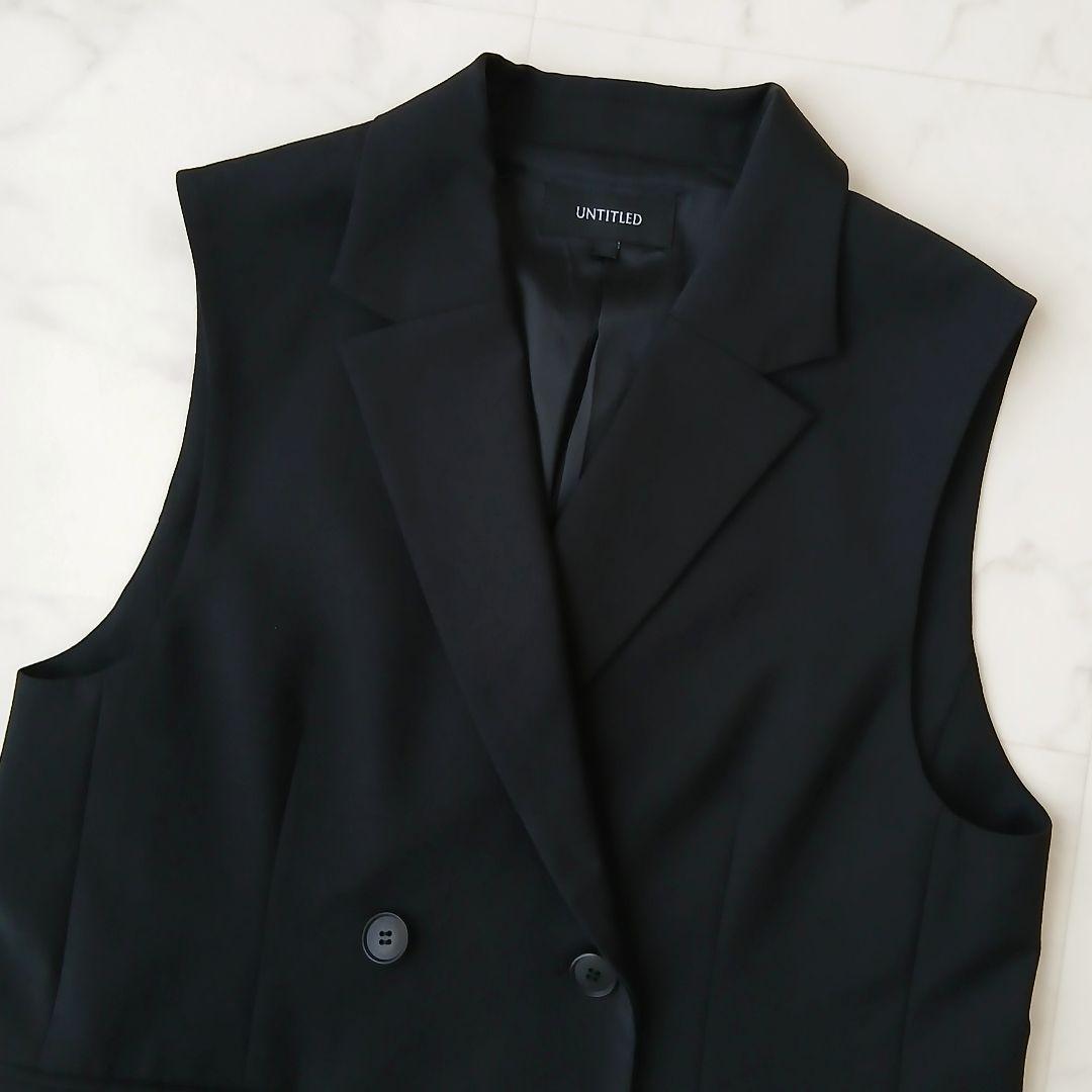 美品 アンタイトル 洗える ウール ダブルブレストベスト M ブラック 日本製