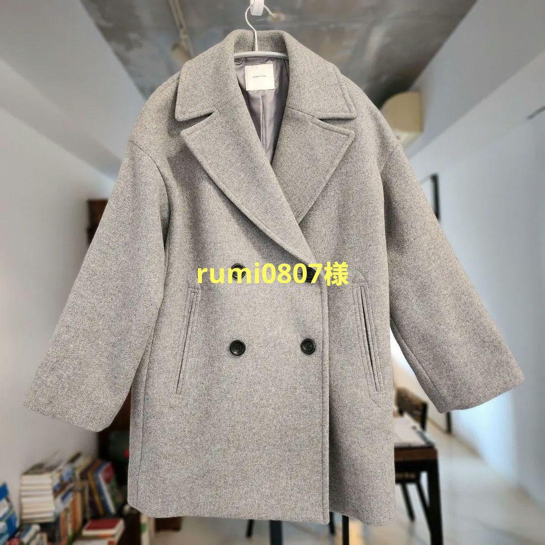 スピックアンドスパン Wメルトン Pコート グレー 36