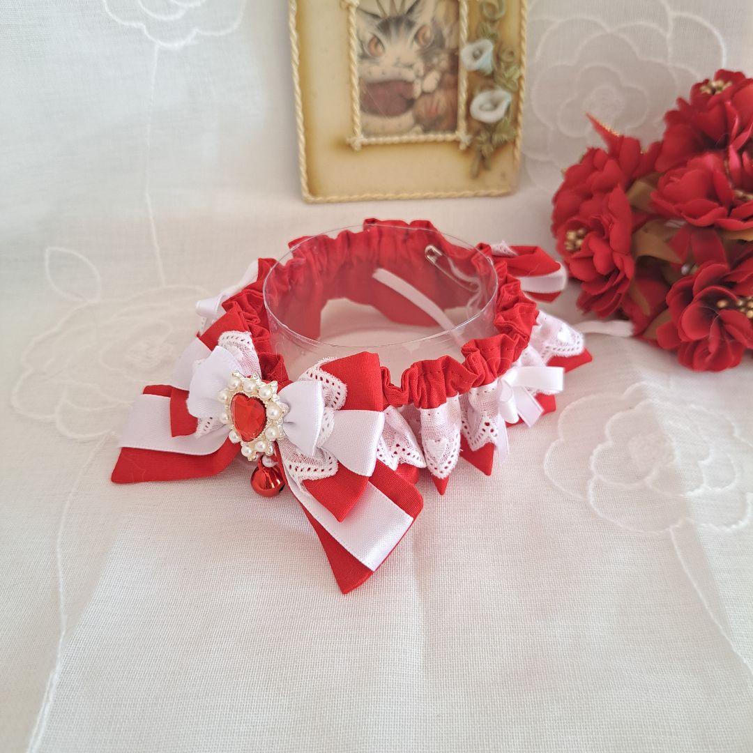 プッチ、幅広シュシュバレンタインハート柄(パープル)わんちゃん猫ちゃん用