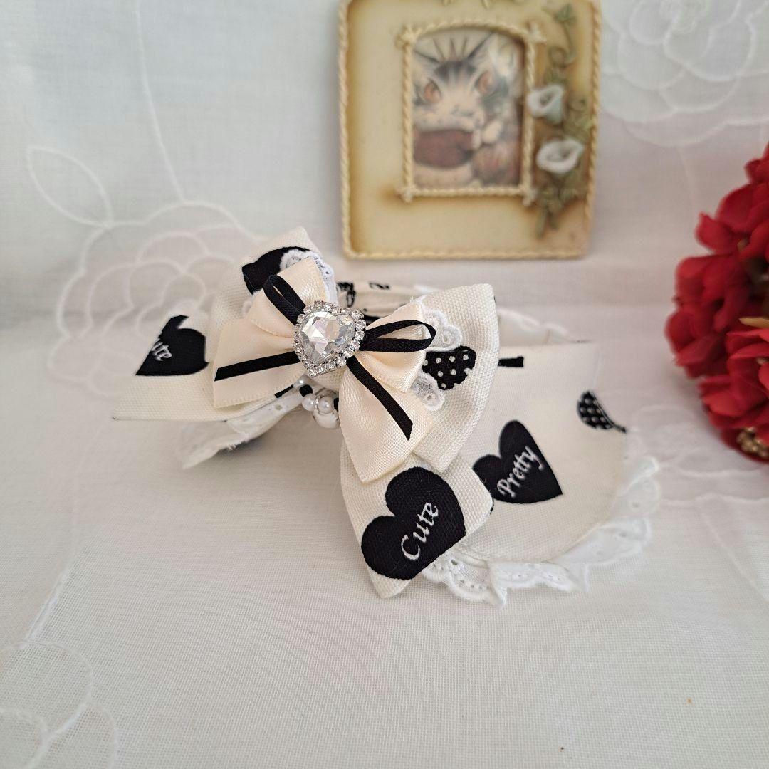 プッチ、幅広シュシュバレンタインハート柄(パープル)わんちゃん猫ちゃん用