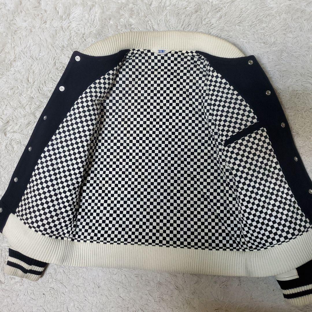 希少 STIFF レザー ウール スタジャン バイカラー 日本製 M