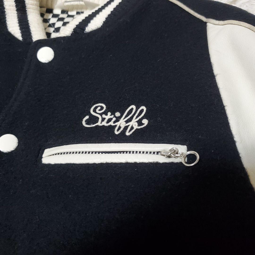 希少 STIFF レザー ウール スタジャン バイカラー 日本製 M