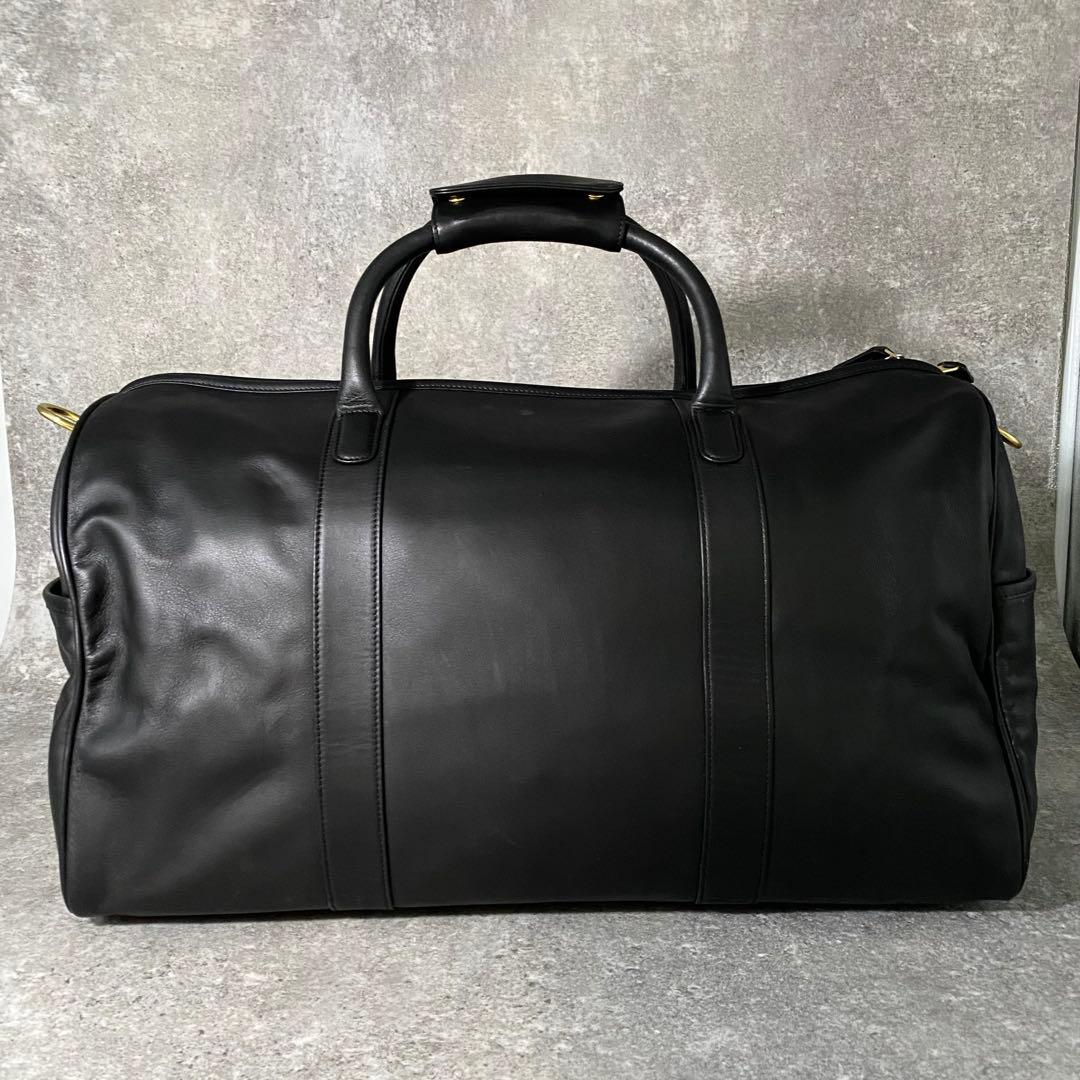 美品 COACH コーチ オールレザー ボストンバッグ ブラック 黒0596