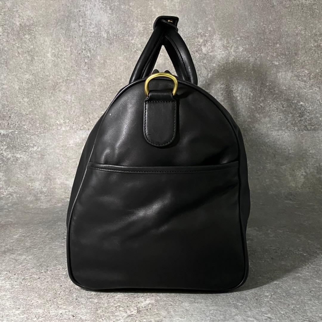美品 COACH コーチ オールレザー ボストンバッグ ブラック 黒0596