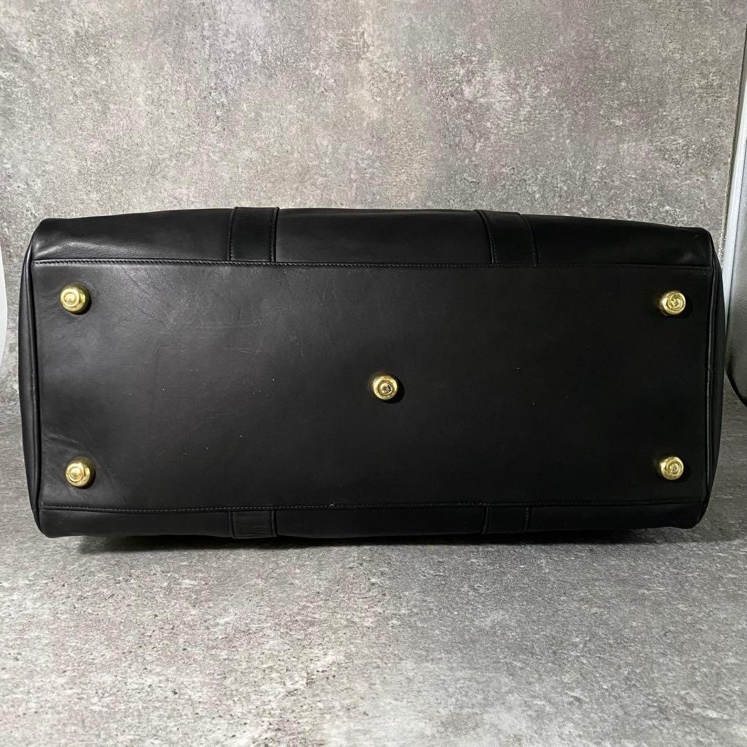 美品 COACH コーチ オールレザー ボストンバッグ ブラック 黒0596
