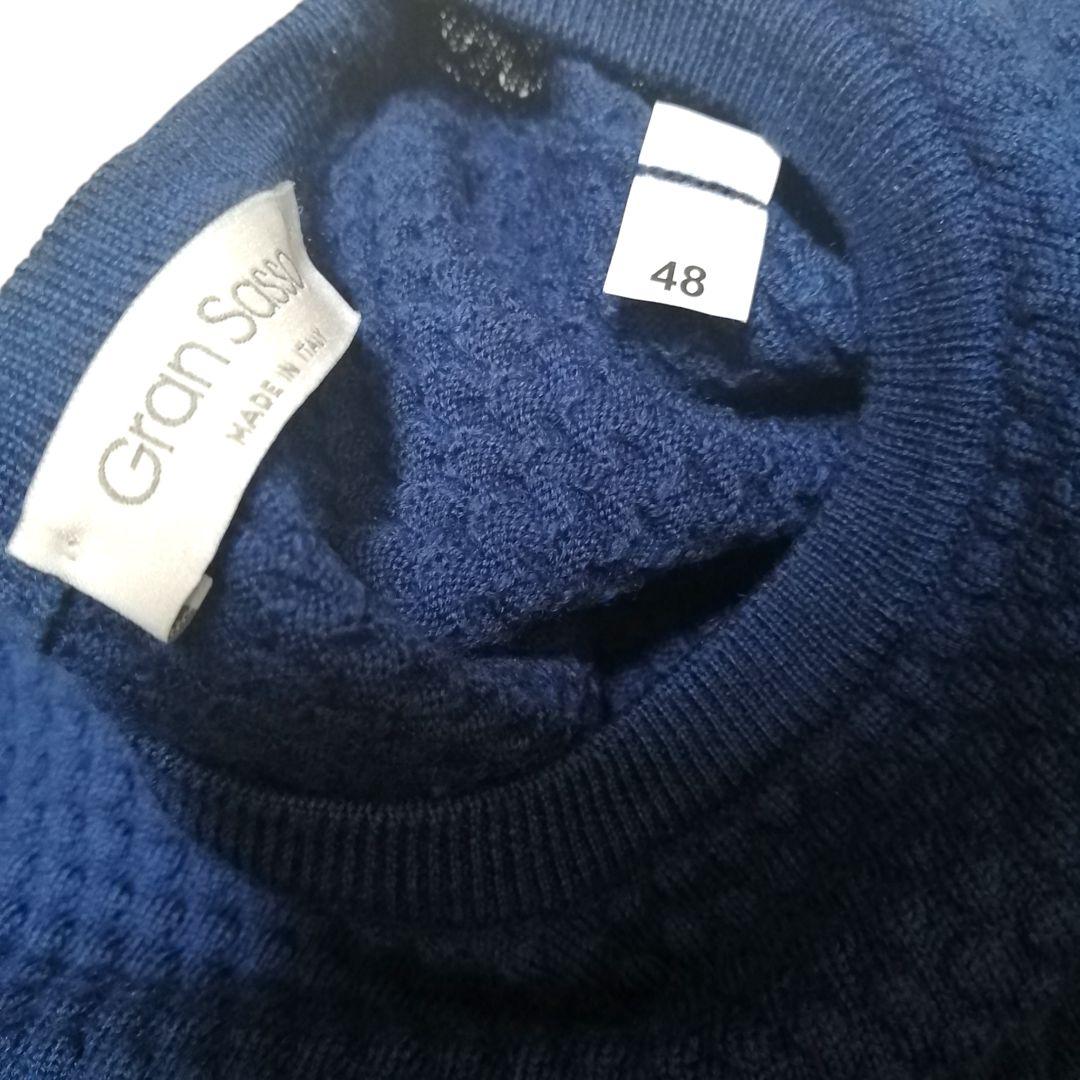 Gran Sasso グランサッソ クルーネックニット ブルー 48 イタリア製