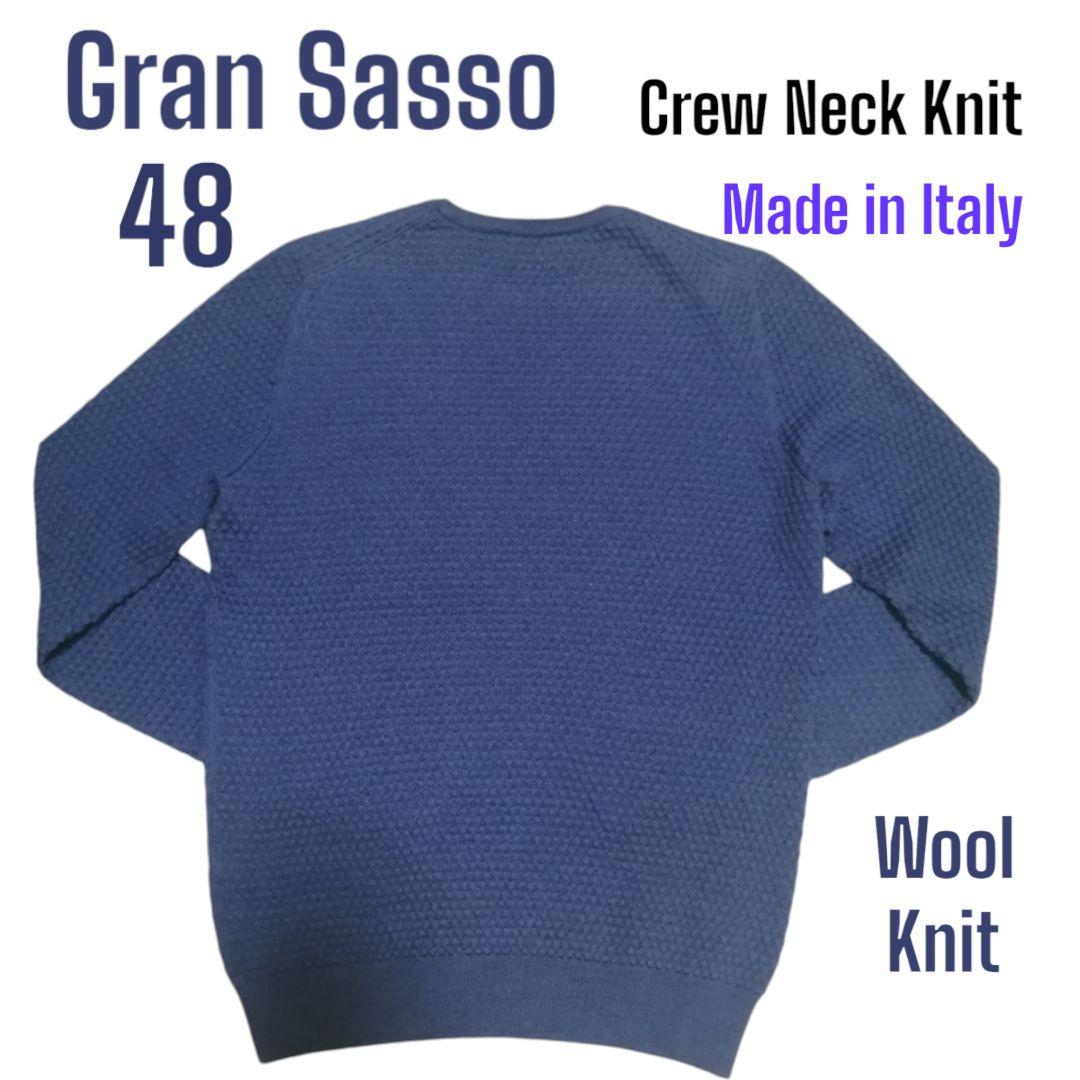 Gran Sasso グランサッソ クルーネックニット ブルー 48 イタリア製