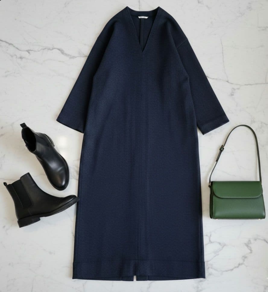 カレンソロジー　メルトンスムースワンピース　チャコールグレー　24AW