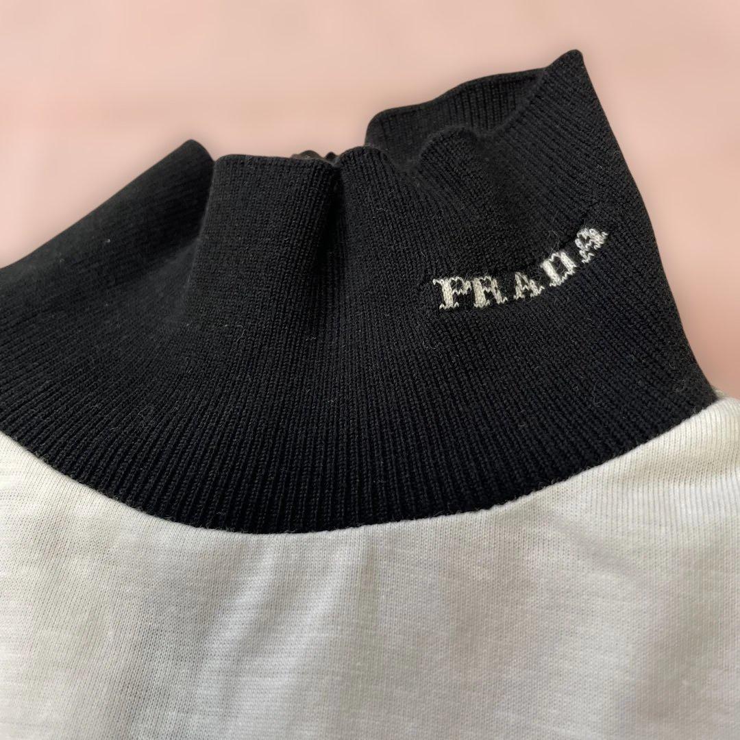 PRADA プラダ 長袖Tシャツ 白 XS タートルネック コットン 通年着用可