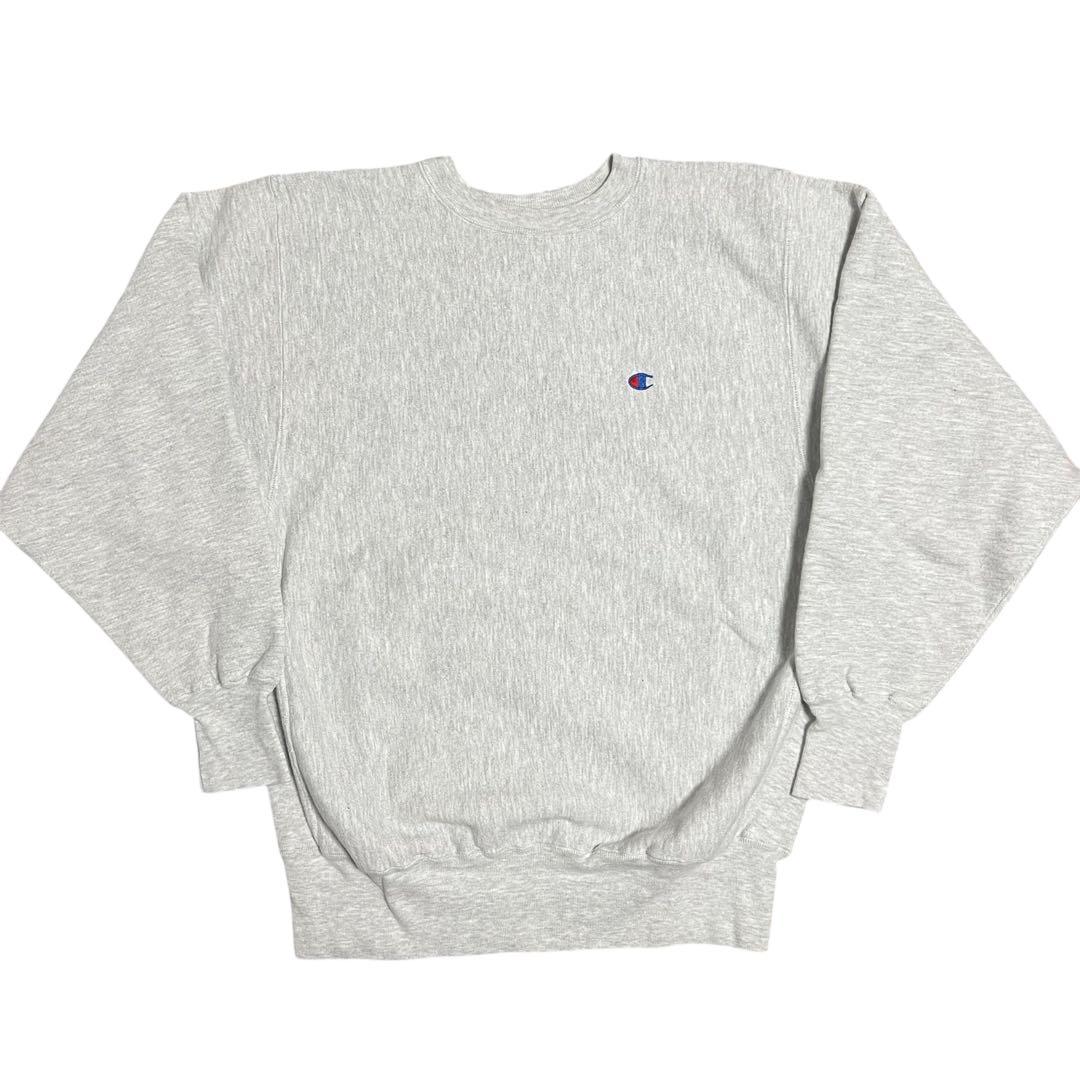 極美品　90s USA製　チャンピオン　リバースウィーブ　無地　グレー　目付き