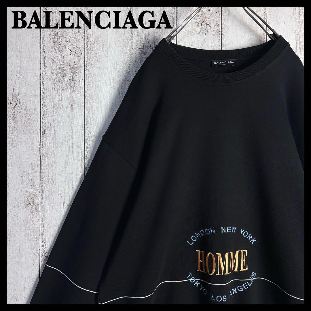 372【未使用級】バレンシアガ☆刺繍ロゴ入りスウェット Homme 17AW