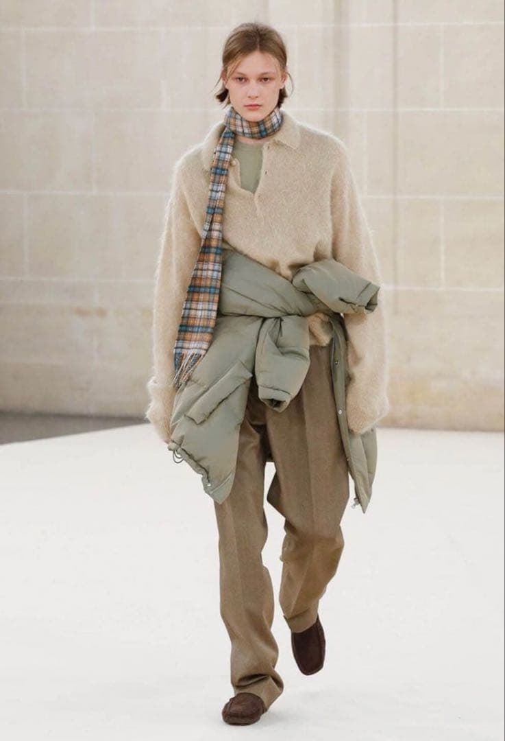 AURALEE BLUEFACED WOOL DOBBY SLACKS タグ有