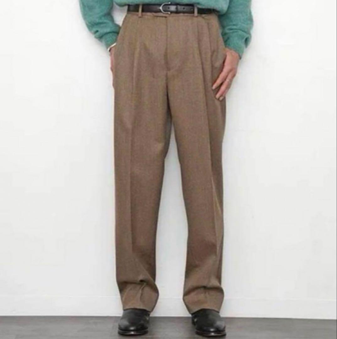 AURALEE BLUEFACED WOOL DOBBY SLACKS タグ有