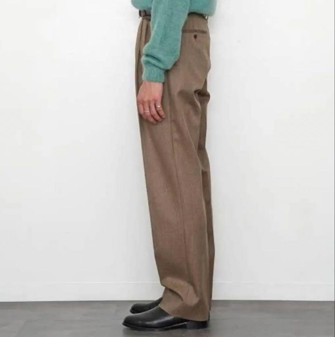 AURALEE BLUEFACED WOOL DOBBY SLACKS タグ有