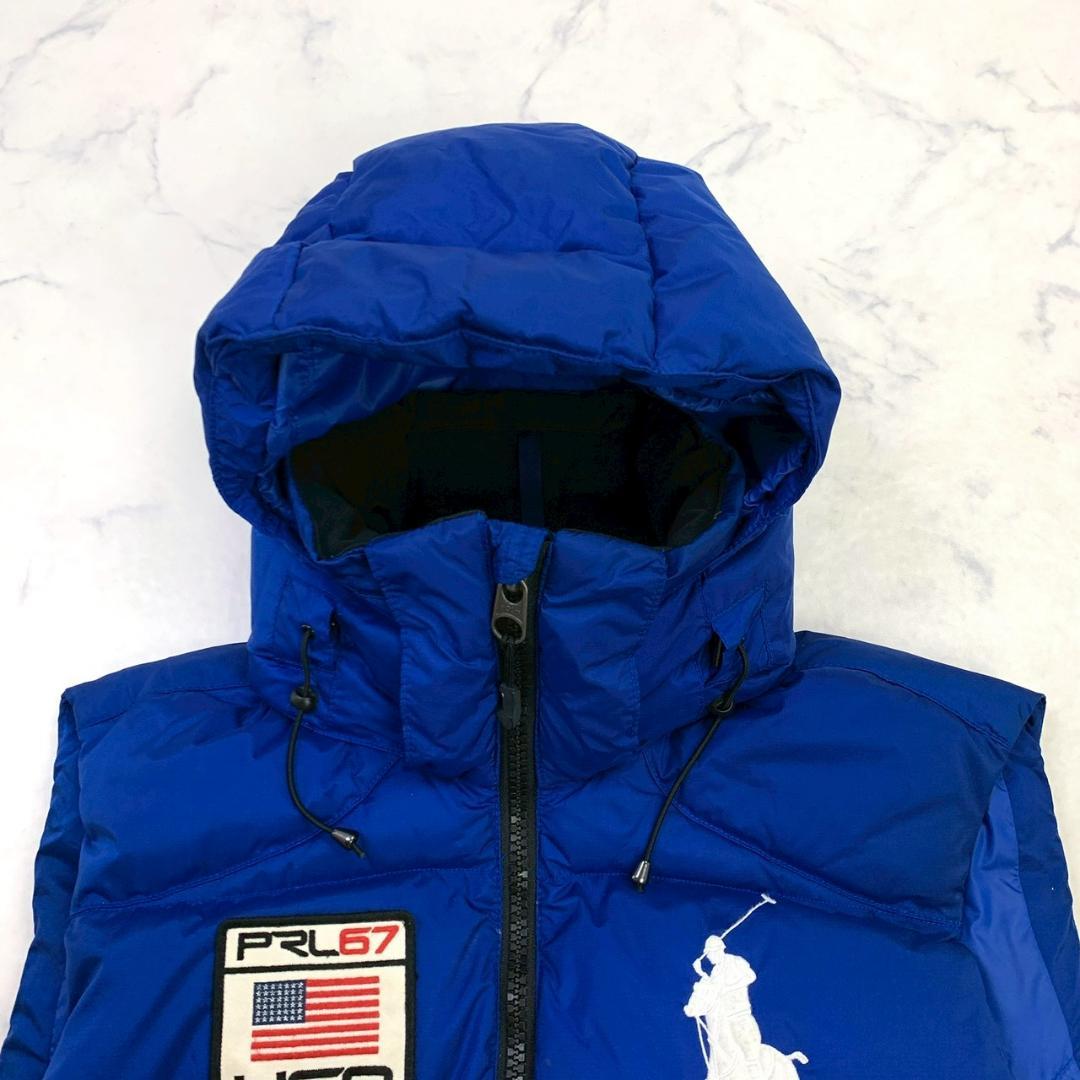 ポロラルフローレン ダウンベスト ビッグポニー 星条旗ワッペン 青 S　E040