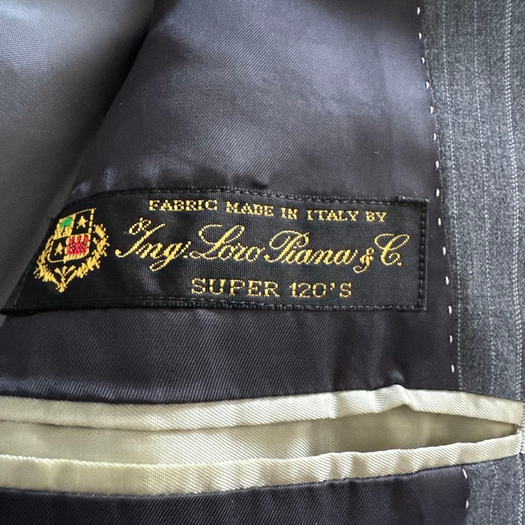 【ポールスミス】ロロピアーナSuper120'S スーツ グレーストライプ XL