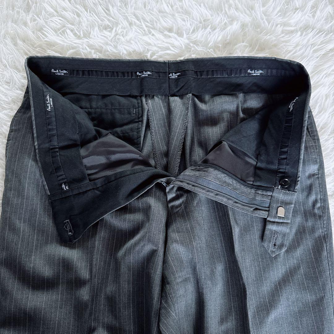 【ポールスミス】ロロピアーナSuper120'S スーツ グレーストライプ XL