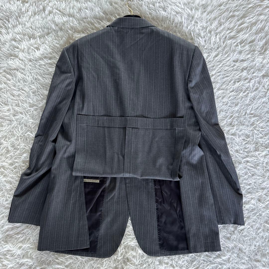 【ポールスミス】ロロピアーナSuper120'S スーツ グレーストライプ XL