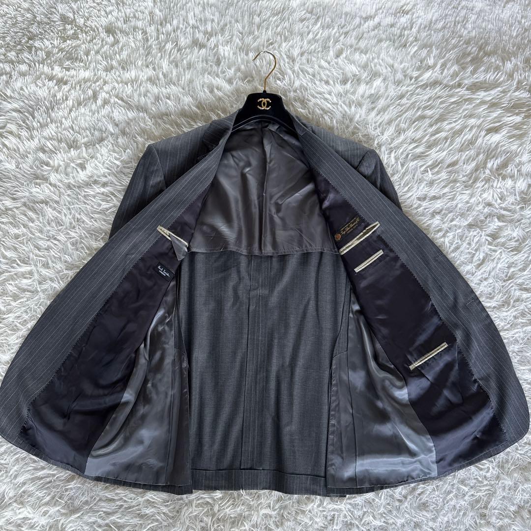 【ポールスミス】ロロピアーナSuper120'S スーツ グレーストライプ XL