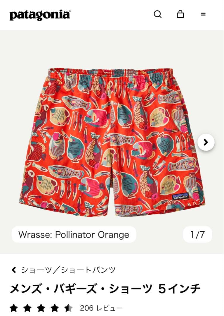 【新品未使用】patagonia メンズバギーズショーツ ５インチ M