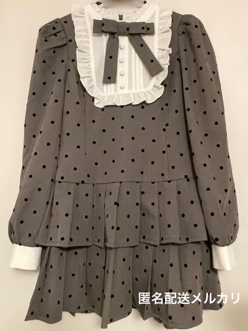 evelyn プリーツティアードミニOP ワンピース チャコールグレー エブリン