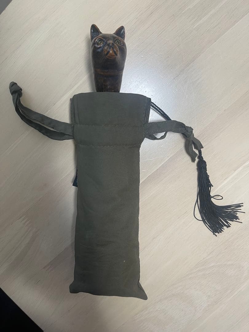 Guy de jean 折り畳み傘 雨/日傘兼用：ネコカーキ系