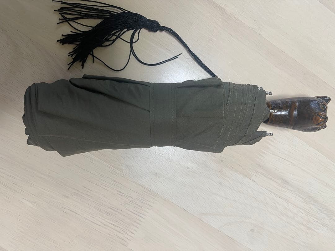 Guy de jean 折り畳み傘 雨/日傘兼用：ネコカーキ系