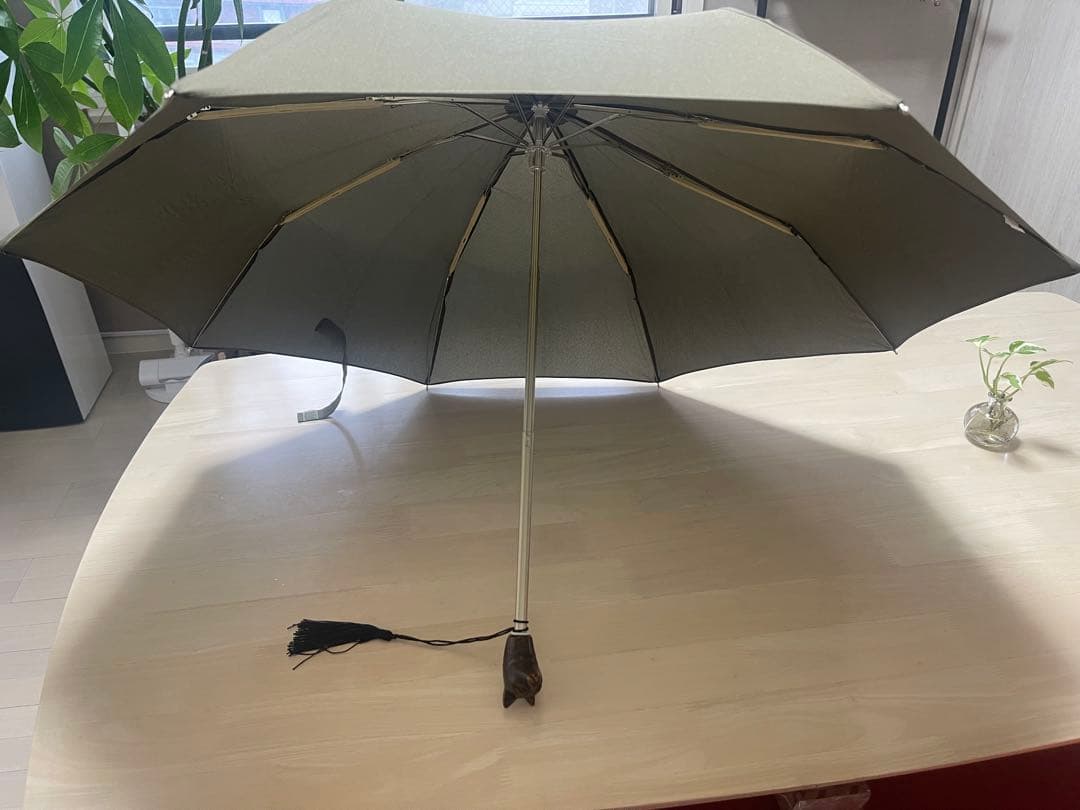 Guy de jean 折り畳み傘 雨/日傘兼用：ネコカーキ系