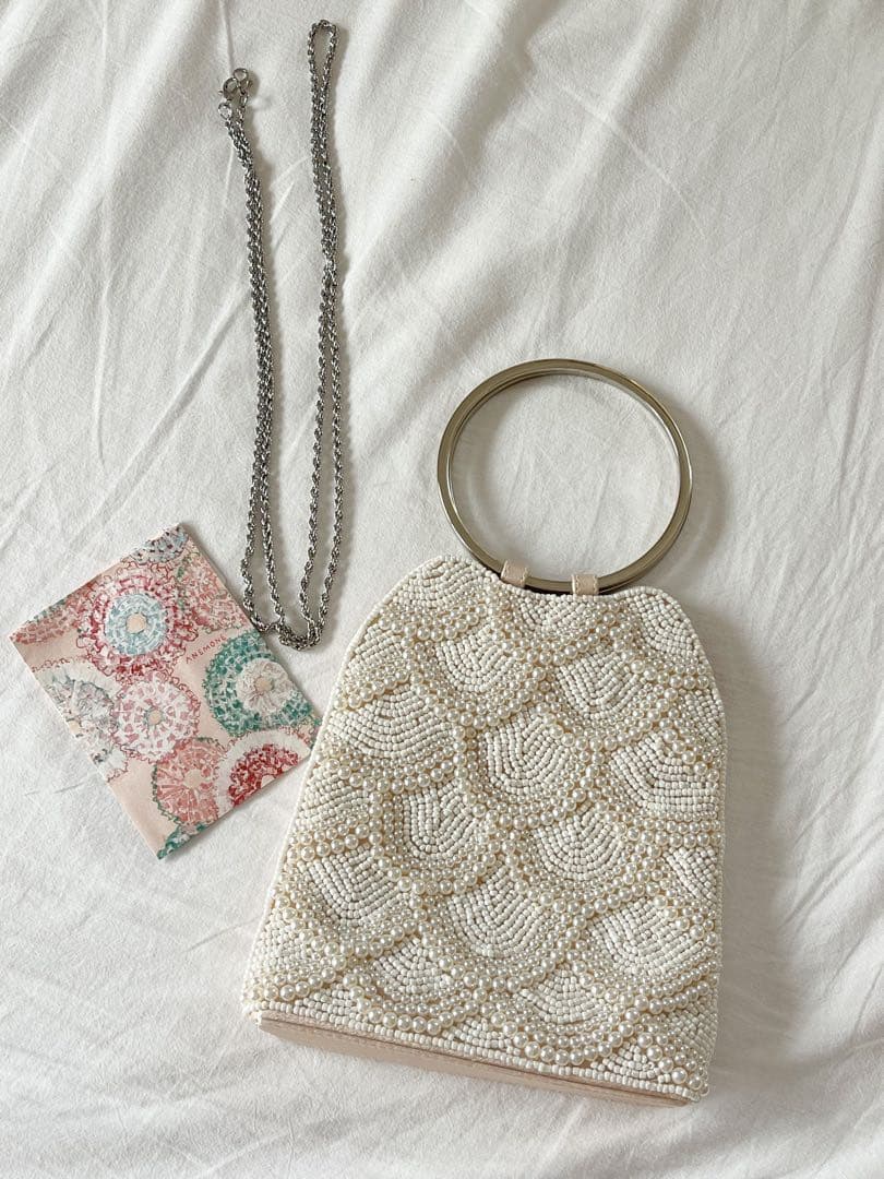 【美品】ANEMONE アネモネ ビーズ刺繍 パーティーバッグ