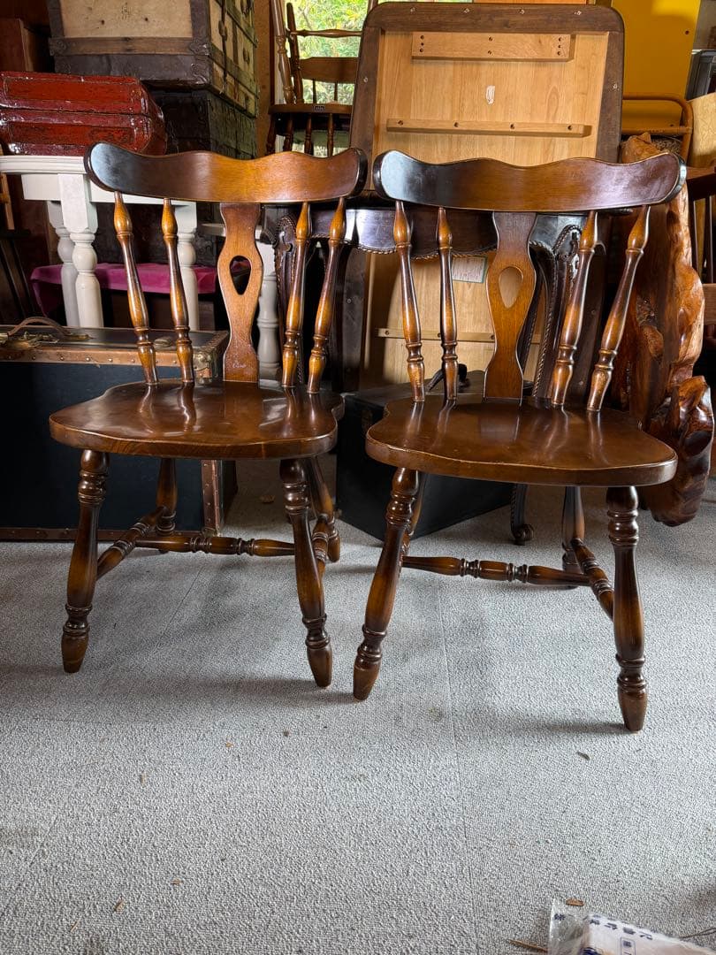 飛騨産業 キツツキ ウィンザーチェア 2脚セット 国産椅子 昭和レトロ