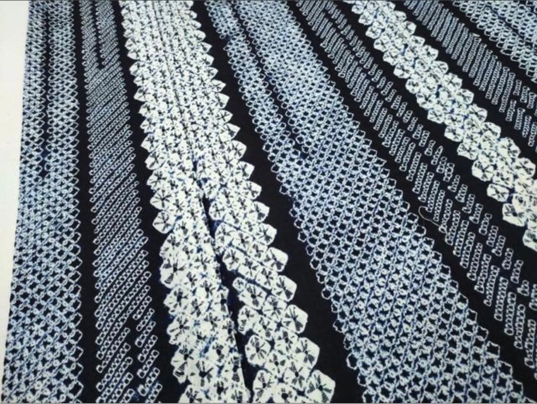 有松鳴海絞り　浴衣　縦縞