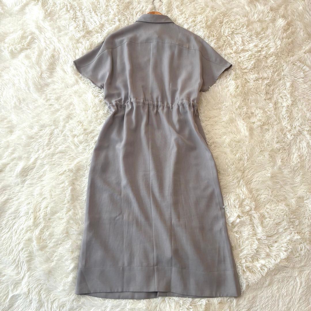 美品◆SOÉJU 半袖　ロングシャツワンピース　グレー　TALL
