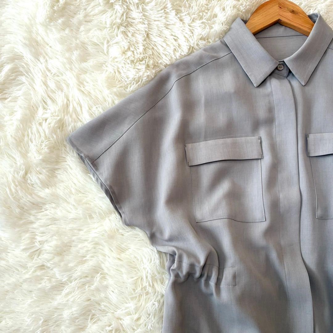 美品◆SOÉJU 半袖　ロングシャツワンピース　グレー　TALL