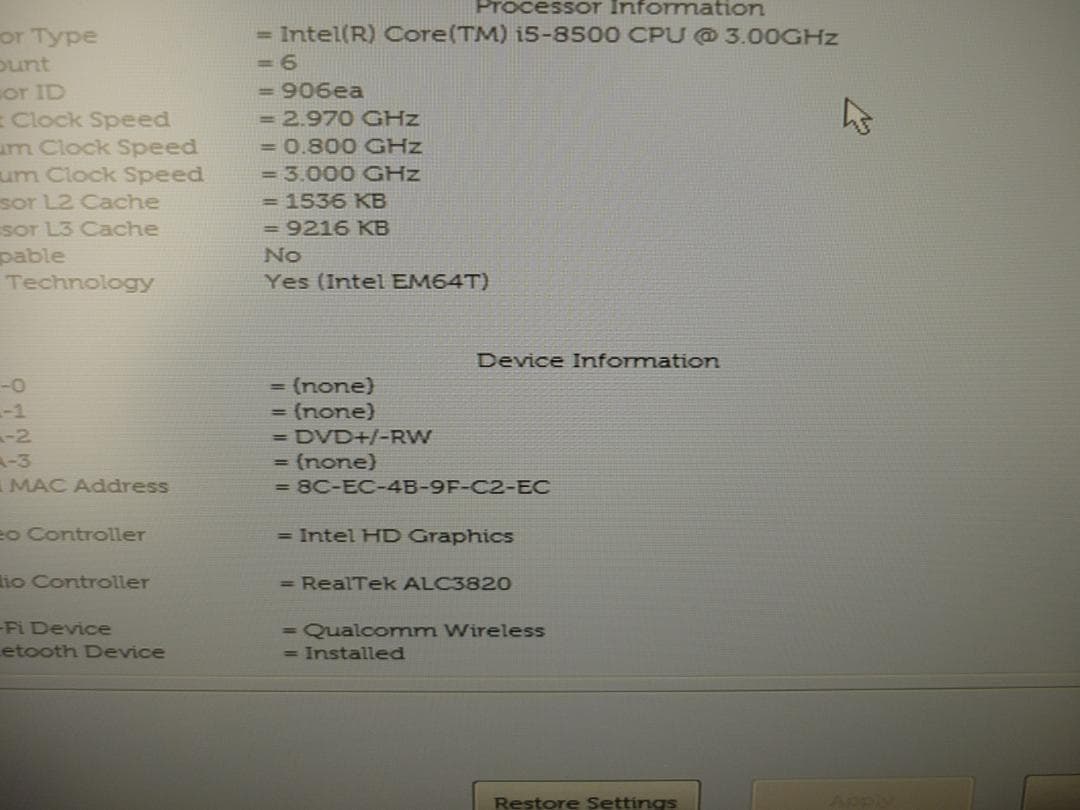 DELL VOSTRO3470 第8世代i5-8500/メモリなし/HDDなし