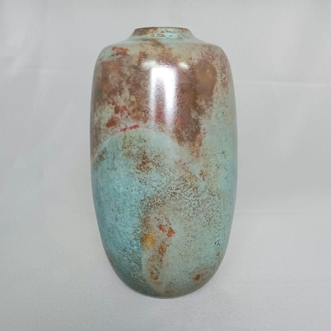 人間国宝 重要無形文化財 高橋敬典 青銅 斑紫銅 銅 花瓶