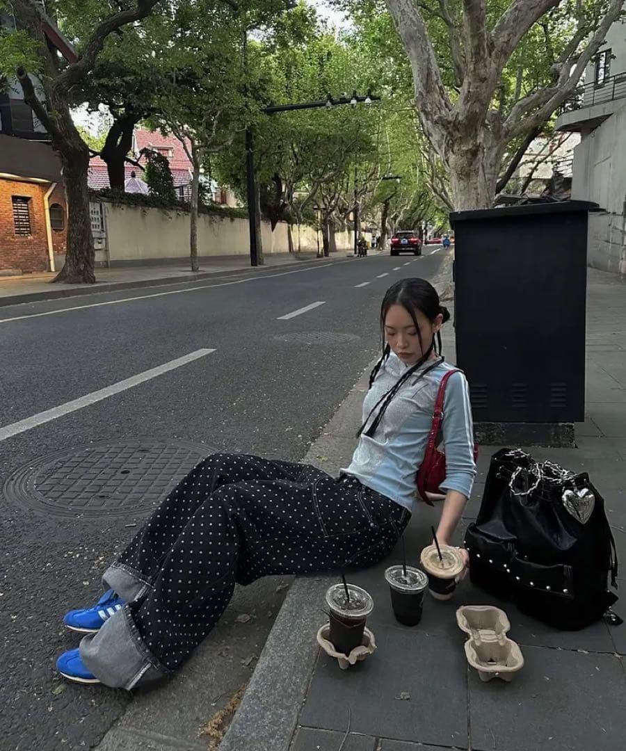 パンツ fancy club String Dot Roll-Up Pants