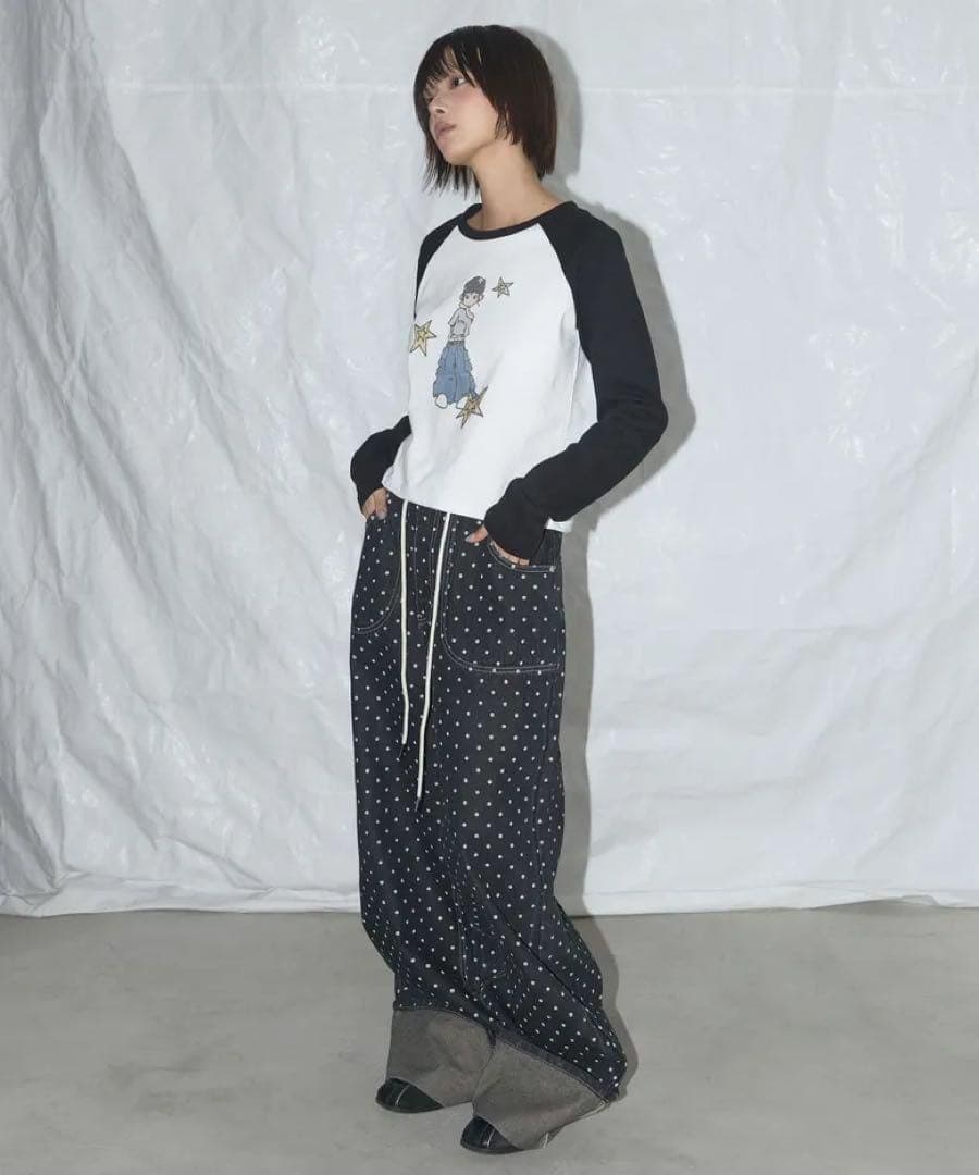 パンツ fancy club String Dot Roll-Up Pants